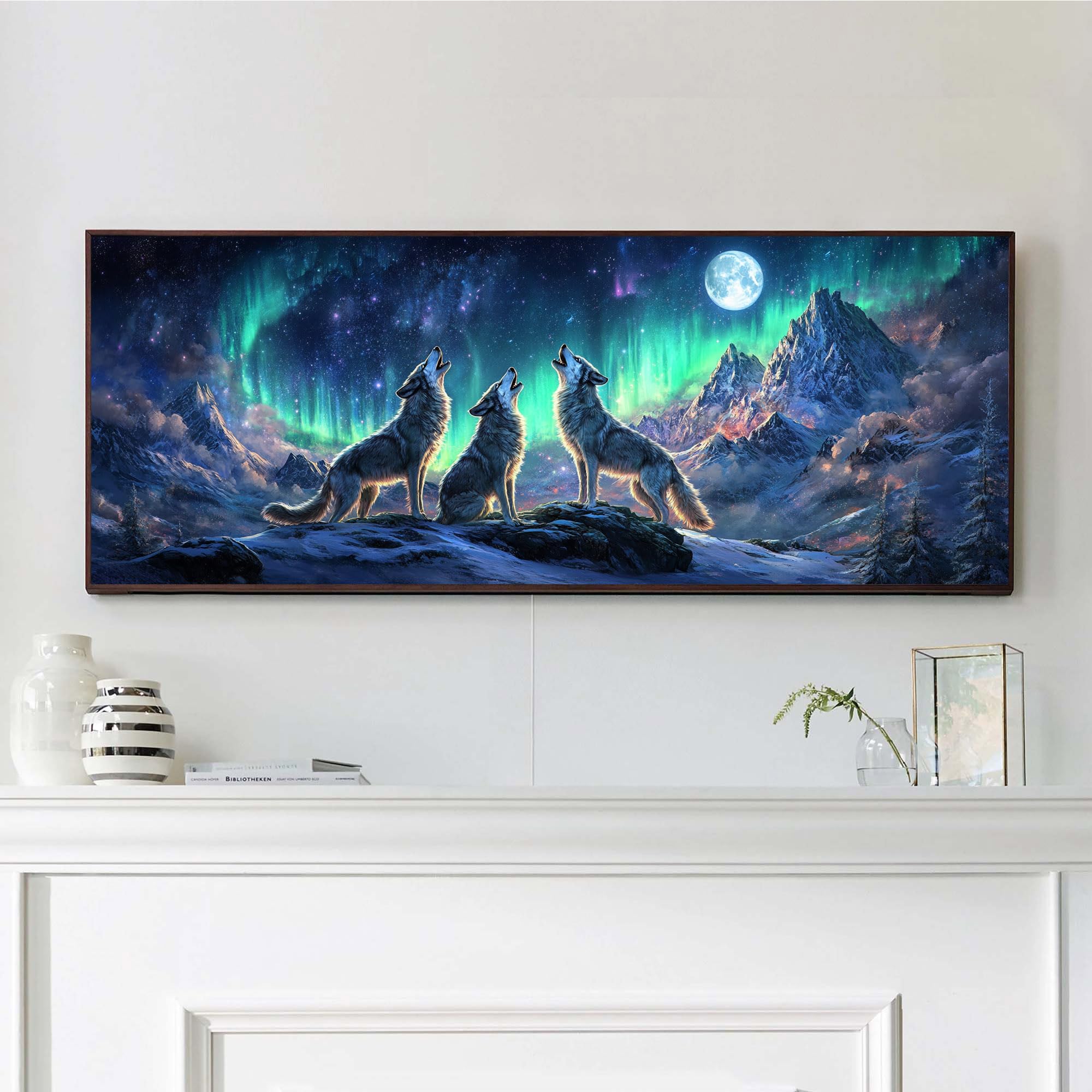 VAIIEYO 5D DIY Wolf Large Diamond Painting Kit, Large Diamond Art for Adults Animal, Paint with Round Full Drill Crystal Rhinestone Diamonds Gem Art for Home Wall Decoration Gift 12X31Inch — image 1