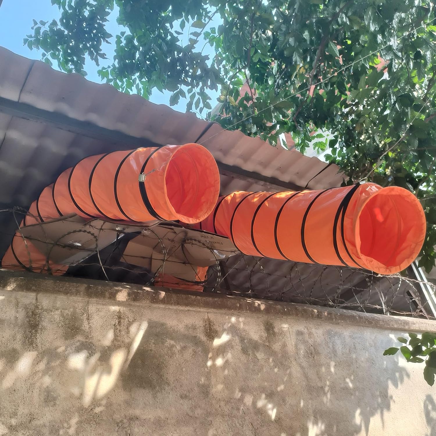 2 Pack Sheds Flexible Duct Hosing for Exhaust Fan, Portable Utility Expandable Ducting Hose Pipe Systems with D-Ring & Adjustable Rope(L 25 ft/7.6 m,Dia 8 in/203 mm)