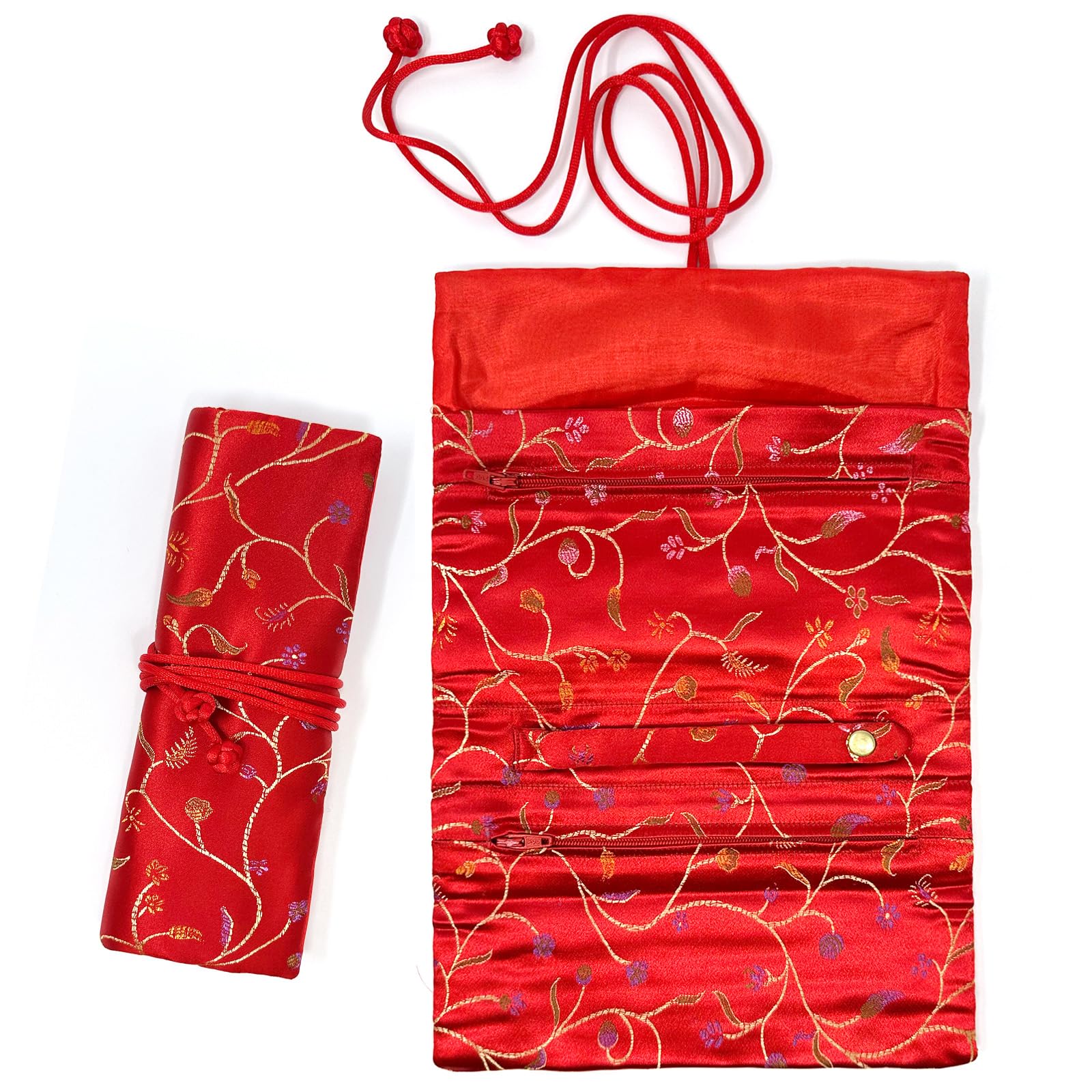 Wrapables Brocade Jewelry Roll - Rose Flower