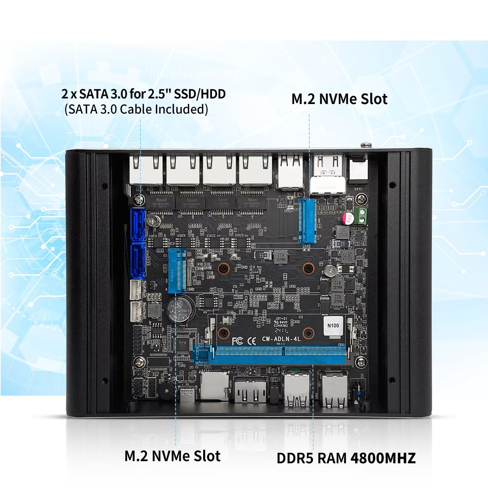 Amazon.com: Glovary Mini Firewall PC N100 4 Core, 4 x i226V 2.5GbE