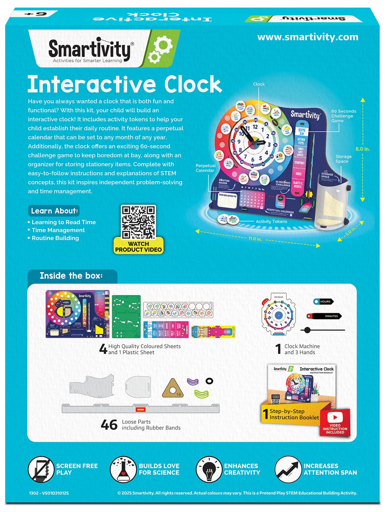Smartivity DIY Interactive Clock With Stationary Organiser For Kids Ages 6-12|Features An Infinity Calendar|Birthday Gift For Boys&Girls|STEM Educational Toy For 6,7,8,9,10,11,12 Years,Multicolour - Image 7 thumbnail