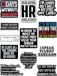Funny Enamel Pins Set of 12 – Sarcastic & Witty Quote Lapel Pins for Jackets, Backpacks, Hats & More – Collectible & Aesthetic Accessories – Unique Gift for Friends, Coworkers & Pin Collectors