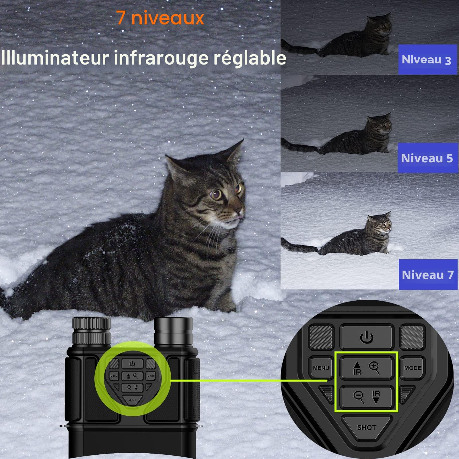 Jumelles Vision Nocturne, Portée 300m, Zoom 8X, Batterie 4000mAh, Carte 32GB Incluse