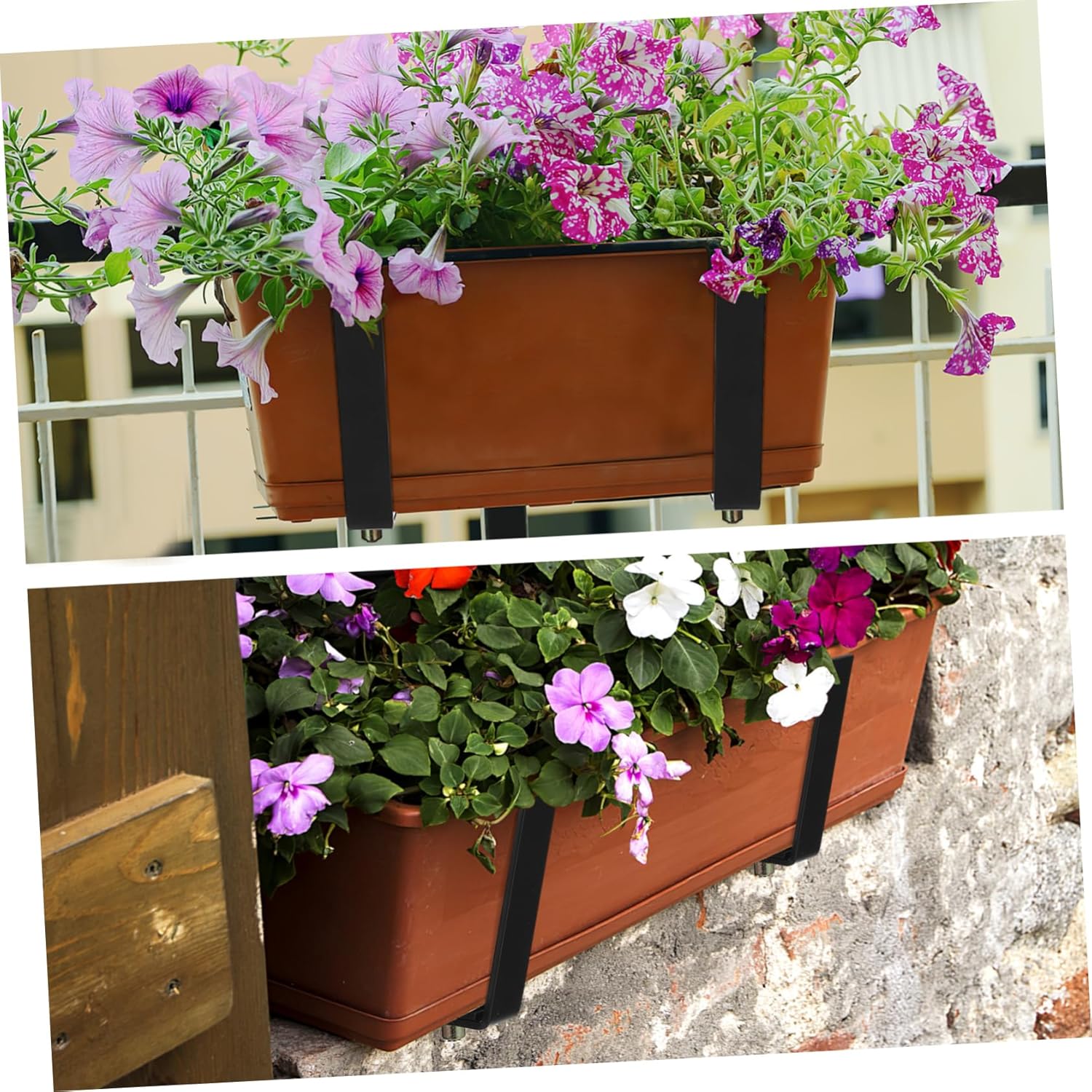 2pcs Versatile Planter Brackets Hooks Outdoor Flower Box Brackets for Railing Gardens