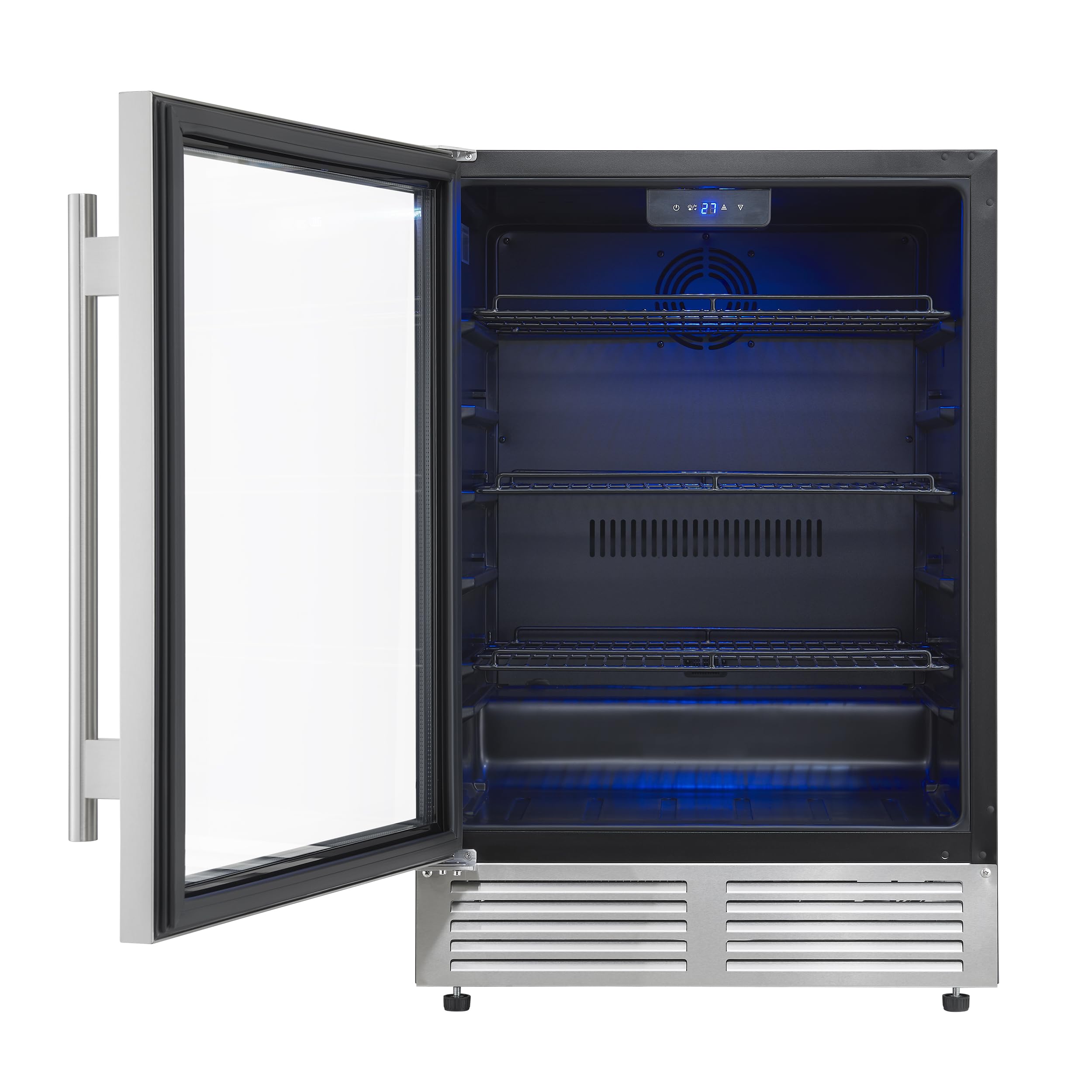 Forno Frescolino 24 Inch Beverage Cooler, 188 Can Capacity Refrigerator With Triple Glass Door And LED Lighting, Built-In Or Freestanding - Stainless Steel on Fridge.com - View 2