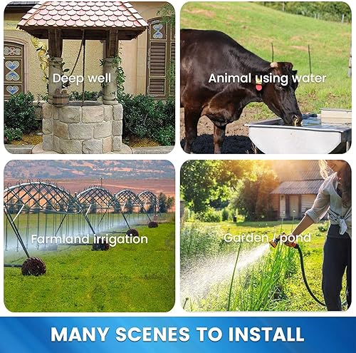 Miniatura 7 de ECO-WORTHY Kit de bomba de agua solar de 24 V, flujo grande de 3.2 GPM, 2 paneles solares de 100 vatios + bomba de pozo sumergible + controlador de