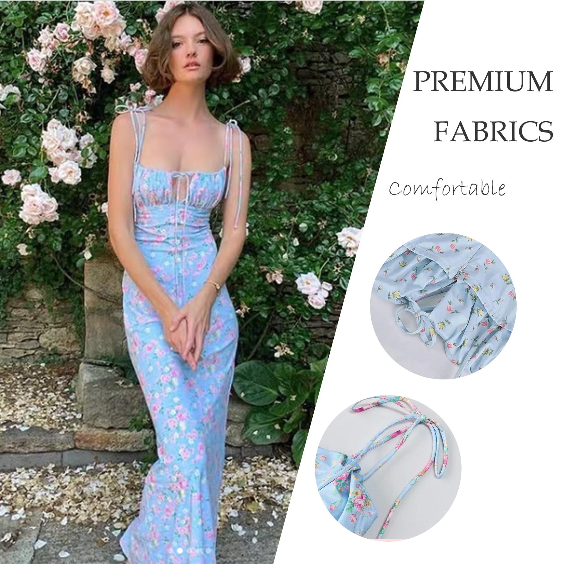 Vestido largo ajustado para mujer, de verano, casual, con tirantes delgados, sin mangas, espalda descubierta, vestido largo con abertura alta