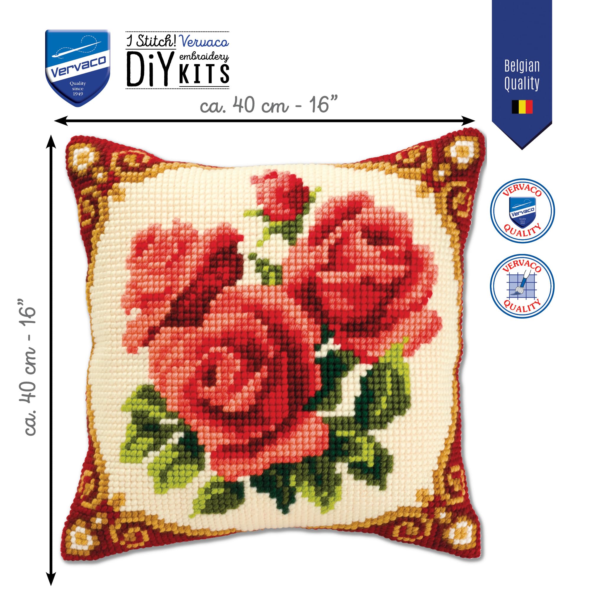 Vervaco Kreuzstich-Set 'Bergwiese Mit Blumen' – DIY Kissen Zum Sticken Für Anfänger & Fortgeschrittene