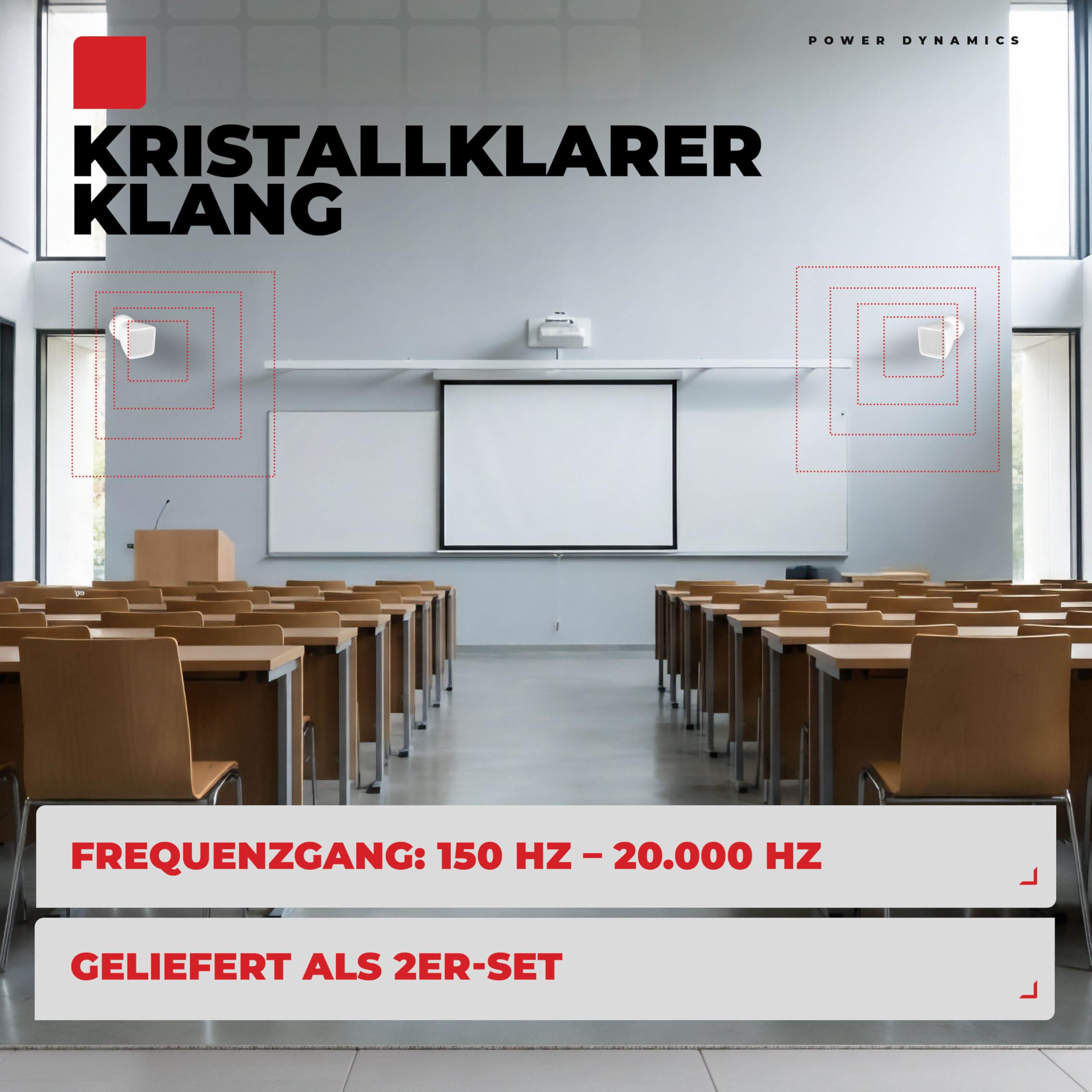 Power Dynamics BSX30W Wandlautsprecher Set Weiß - 2x Passive Lautsprecher 100V 8 Ohm 30 Watt
