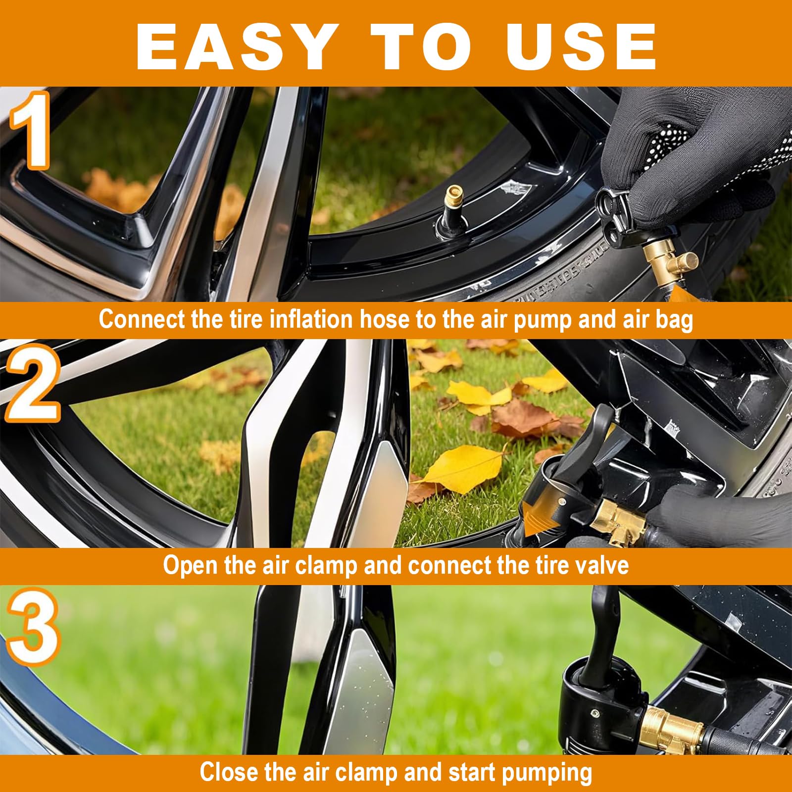 2 raccordi a Leva in Ottone per valvole Auto, Adattatore compressore per valvole Pneumatici Bici (Due raccordi + Tubo Nero da 16 cm + Accessori)