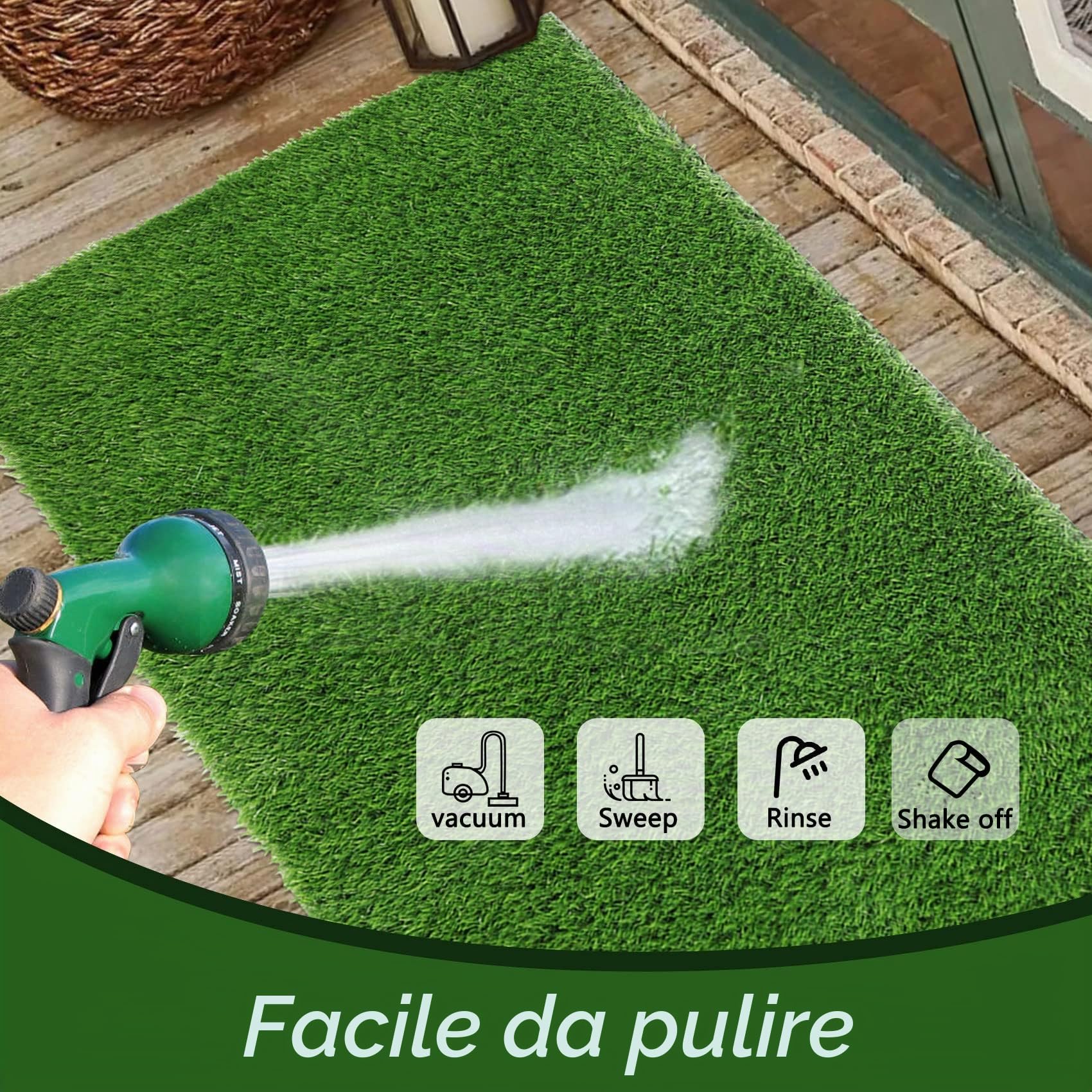 famibay Zerbino per esterni con erba artificiale, cattura sporco antiscivolo, tappeto erboso sintetico Astro tappeto erboso per ingresso, balcone, patio, giardino
