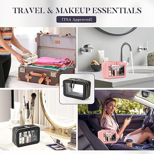 Miniatura 6 de Bolsa de maquillaje transparente para cosméticos, bolsa de viaje con cremallera de doble cara, bolsa de aseo impermeable para mujeres, artículos