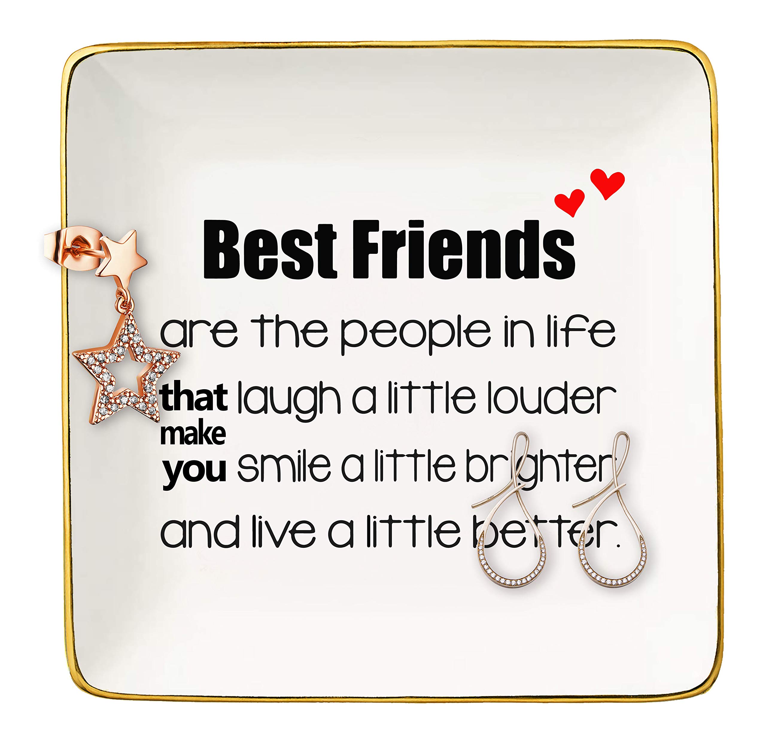 Amazon.com: Best Friends Are the People In Life That Make You Laugh –  Ceramic Jewelry Holder Ring Dish Trinket Tray – Long Distance Friendship  Birthday Christmas Gifts for Women,Best Friends,Bestie,Sister : Clothing,