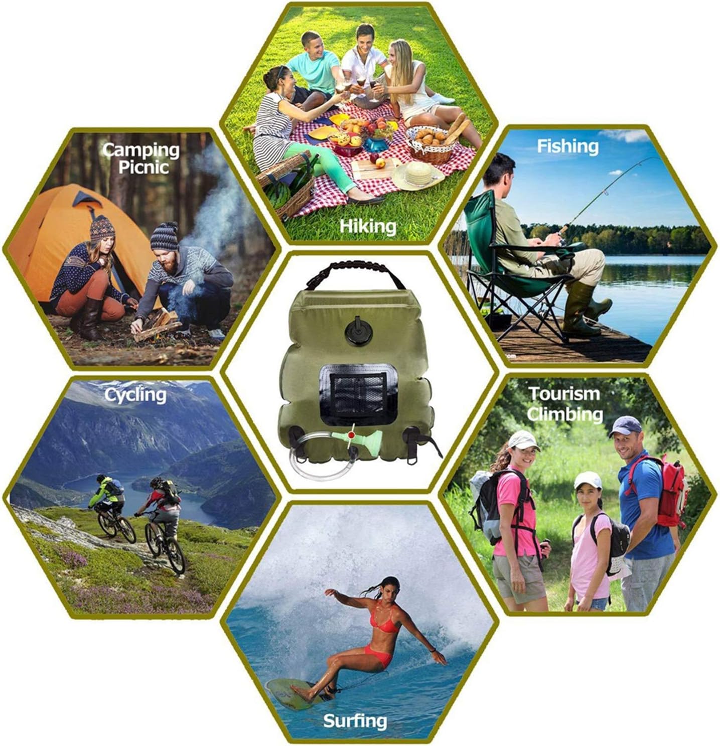 Portable Camp Outdoor Wash Water Bag Shower Set 20L PVC Pressure Folding Hiking Solar Bath Room Large Capacity Laptop Travel