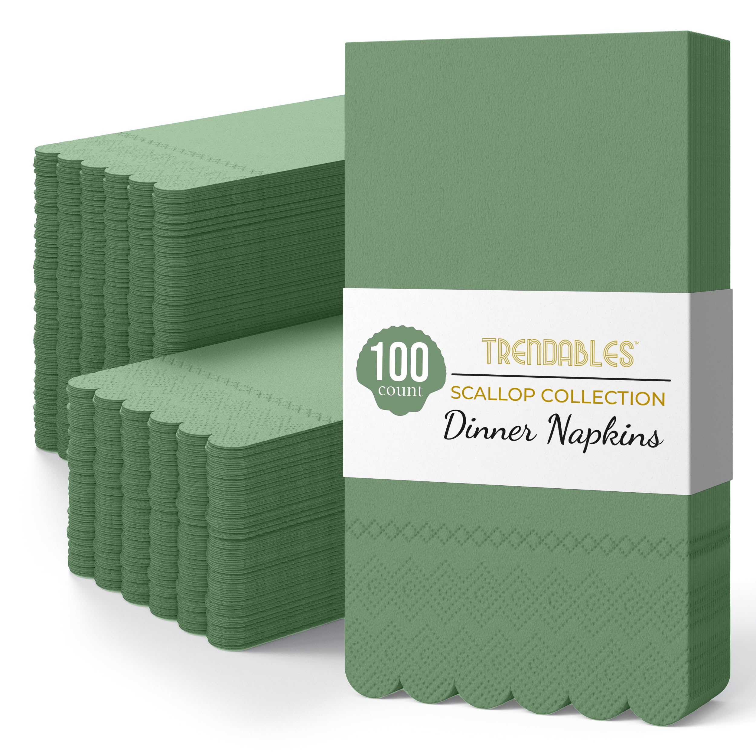 Party Solids Tovaglioli smerlati verde scuro monouso a 3 veli 100 pezzi | Tovaglioli di carta smerlati decorativi, asciugamani per ospiti, per bagno, cene, matrimoni e feste