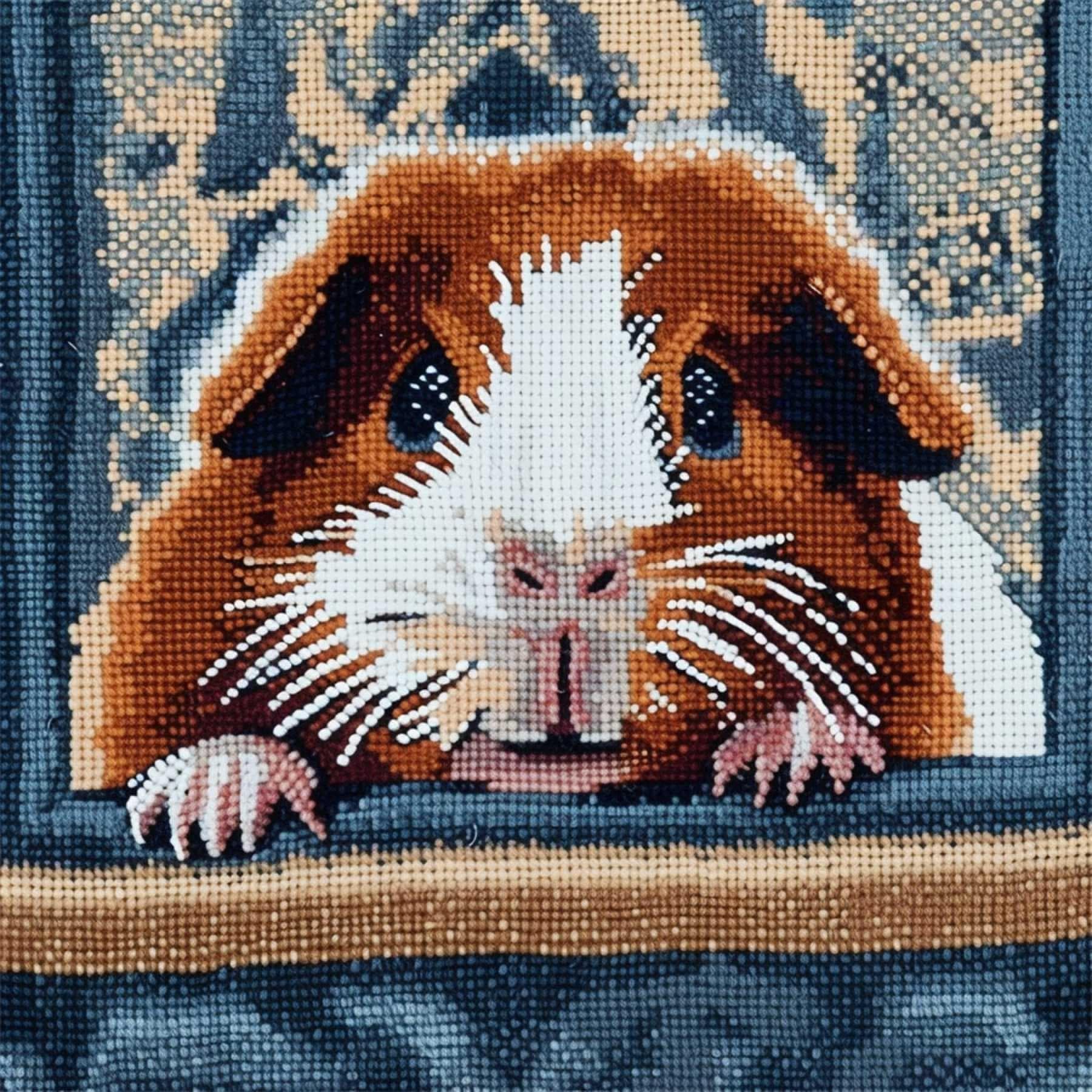 WallustrioaW Latch Hook Cushion Kits 17x17in,Animal Guinea Pig