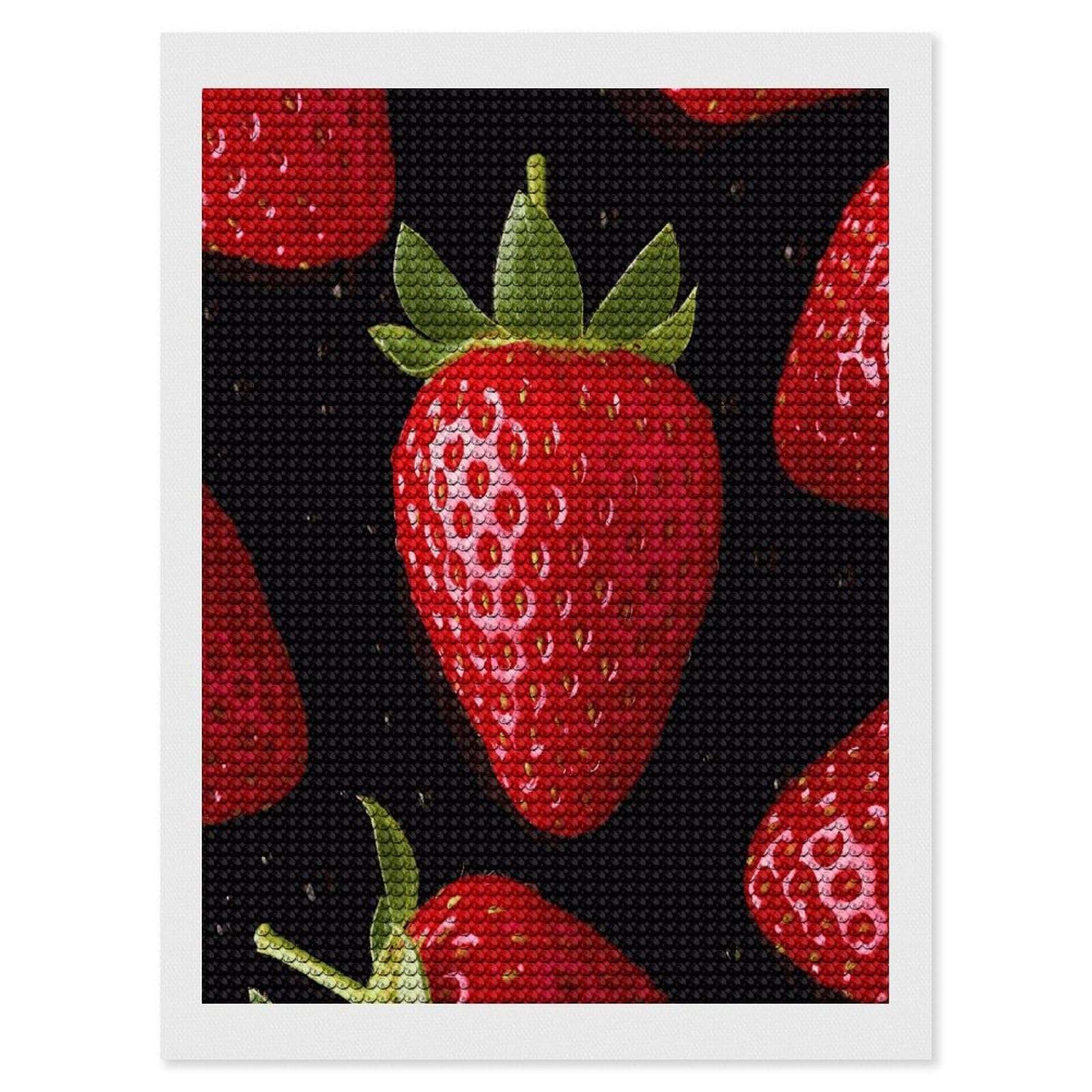 FekiLoot Strawberry Diamond Painting Kits for Beginners DIY Diamond Art Kits for Adults Full Drill Round Diamond Dot Gem Art Painting Fun DIY Crafts for Home Kitchen Wall Decor Gift 12"x16"