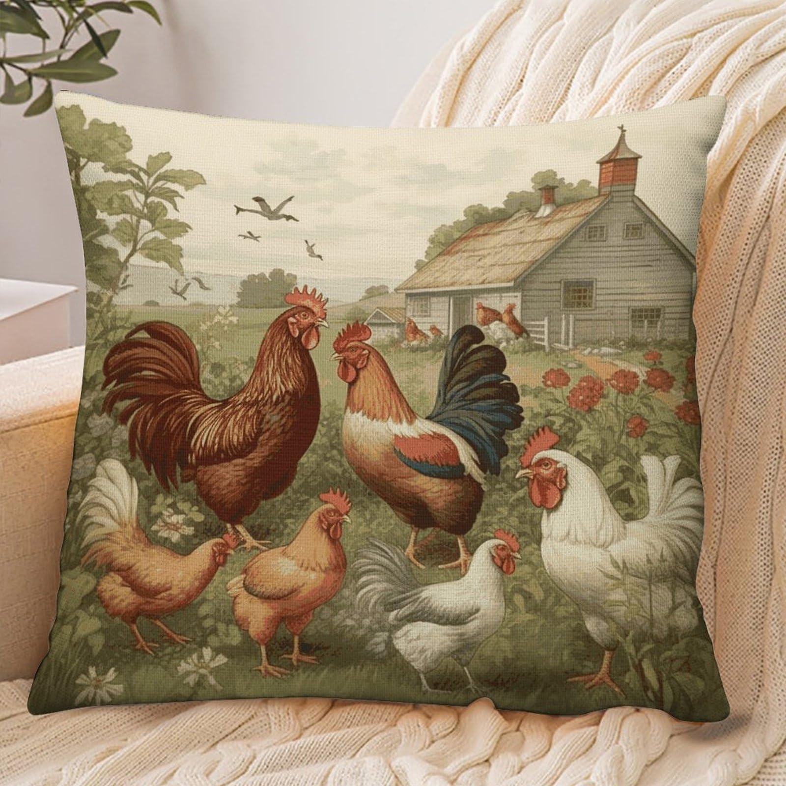 Fekiloot Style Chickens And Farm Pillowcase Pillow Sham Pillow Case
