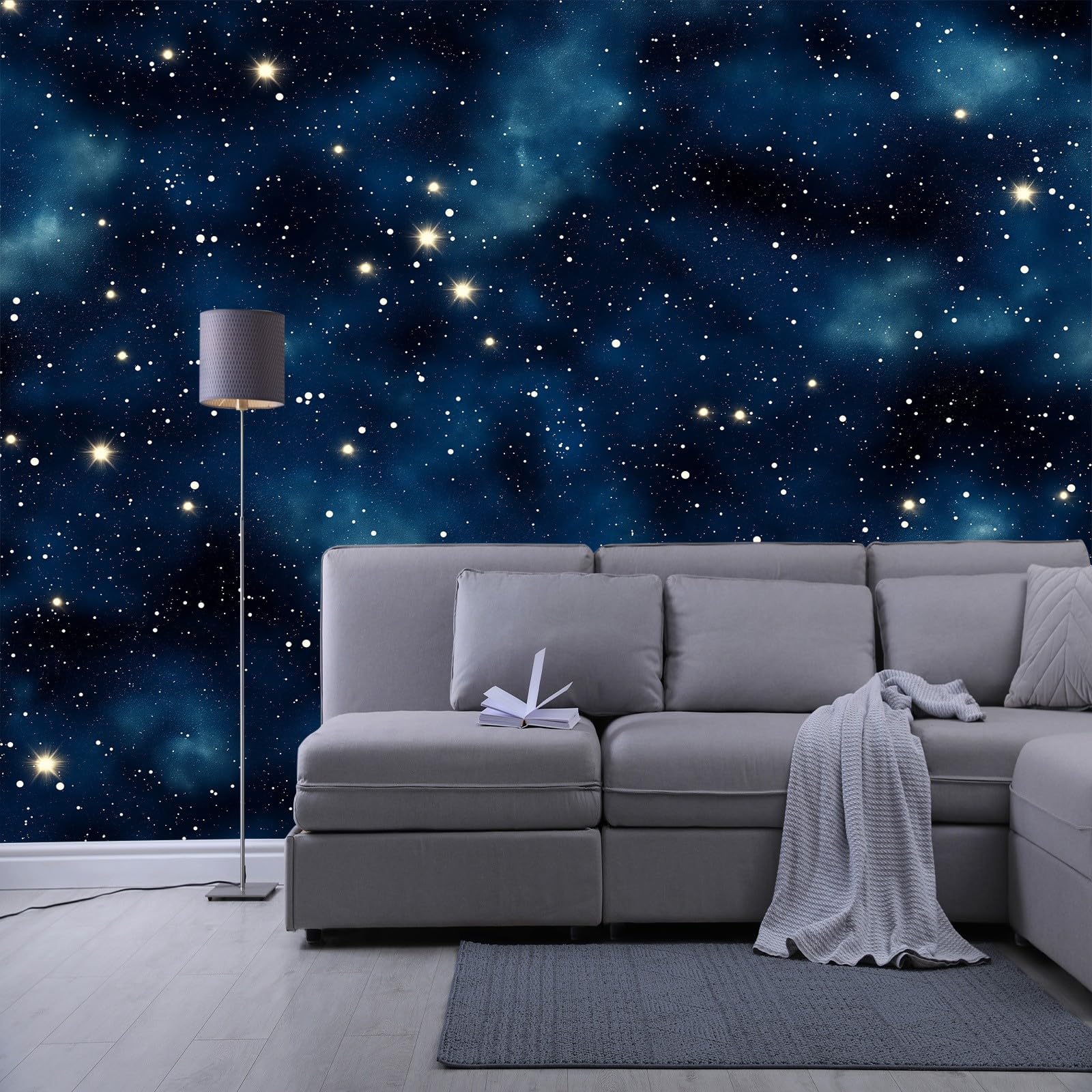 Tapeta ścienna, gwiaździste niebo z motywem kosmicznym, fototapeta, gwiazdy kosmiczne, tapeta z włókniny, dekoracja ścienna, 250 x 175 cm (szer. x wys.), tapeta panoramiczna dla dziewcząt, chłopców