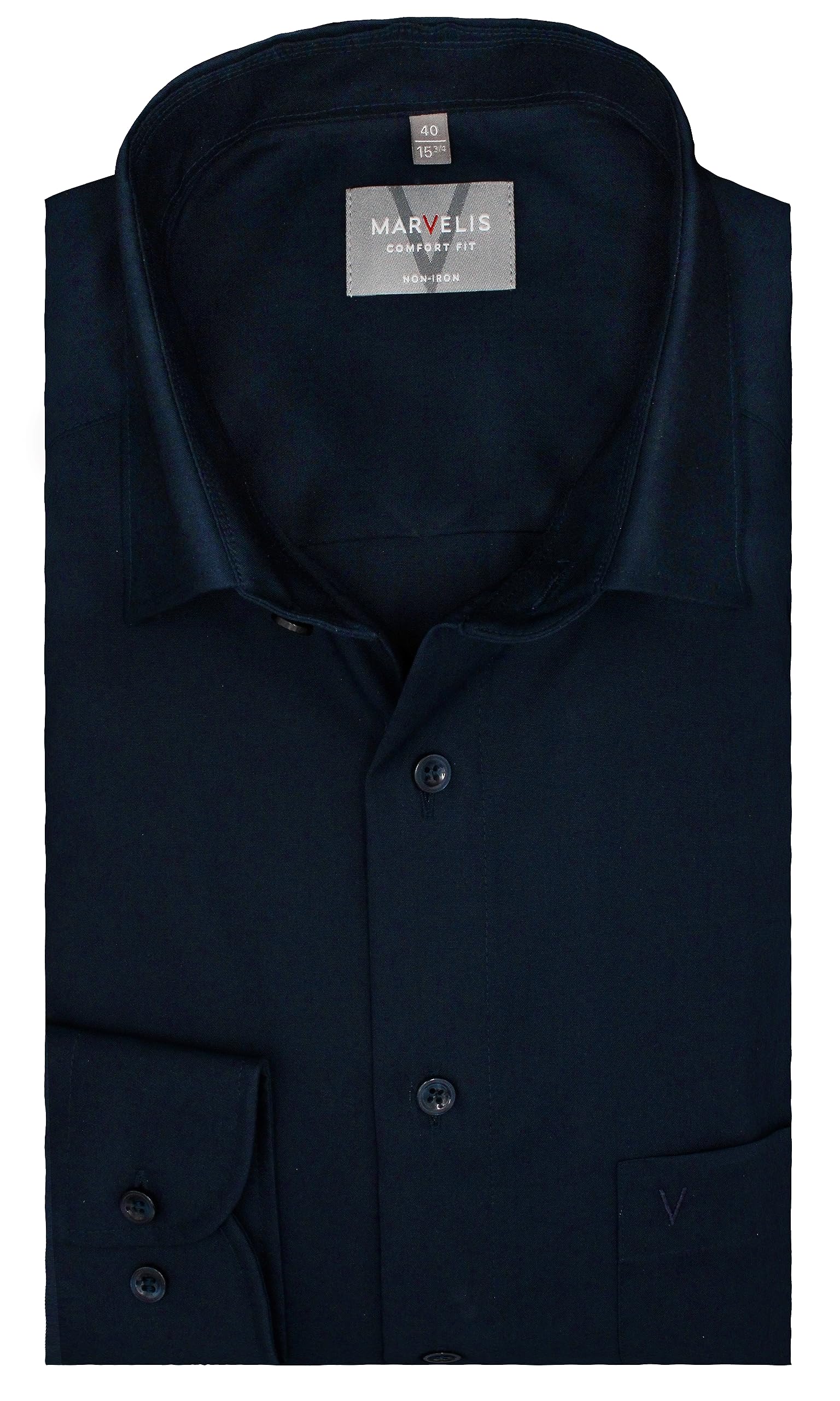 MARVELIS Comfort Fit koszula z długim rękawem, jednokolorowa, czysta bawełna