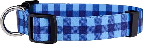 Miniatura 2 de Native Pup Collar de perro a cuadros, leñador rojo, tartán, azul, rosa, ajustable para perros grandes y pequeños (azul, mediano)