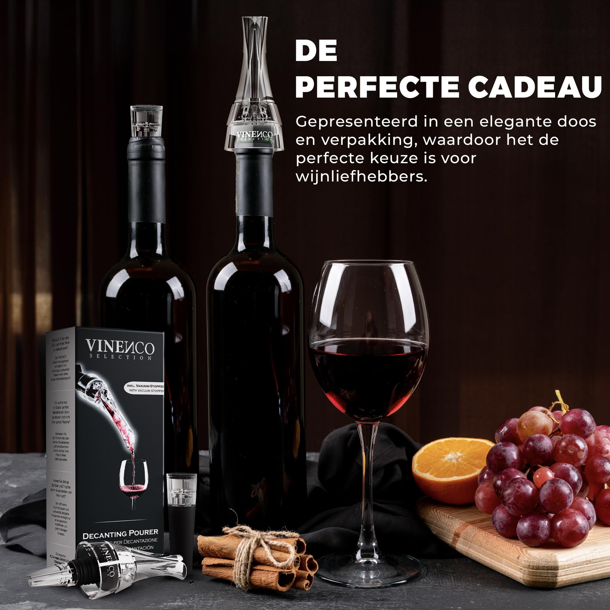 FIBOUND Decanteerschenktuit met beluchter, druppelvrije wijn, karaf flessenschenktuit, glazen ventilatie, rode wijn, decanteerder, wijnbeluchter, opzetstuk, karaf voor rode wijn