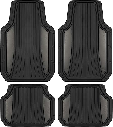 Motor Trend ChromeTech - Juego completo de alfombrillas de goma duraderas para automóviles con acento de dos tonos, protección interior para todo