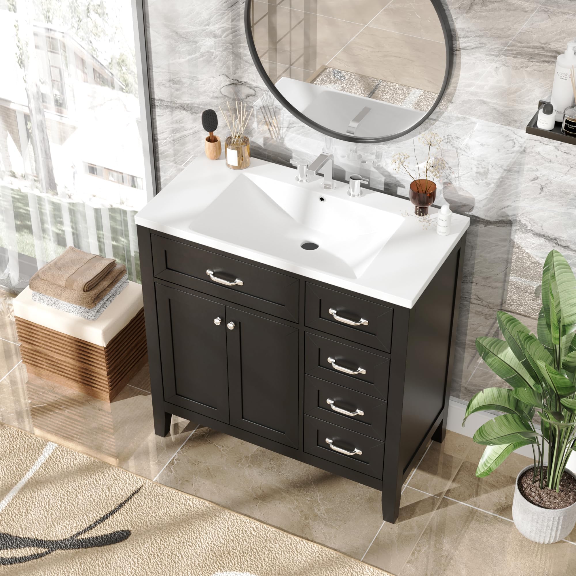 Amazon.com: Merax 36 Inch Bathroom Vanity with Sink Set Combo, Storage ...
