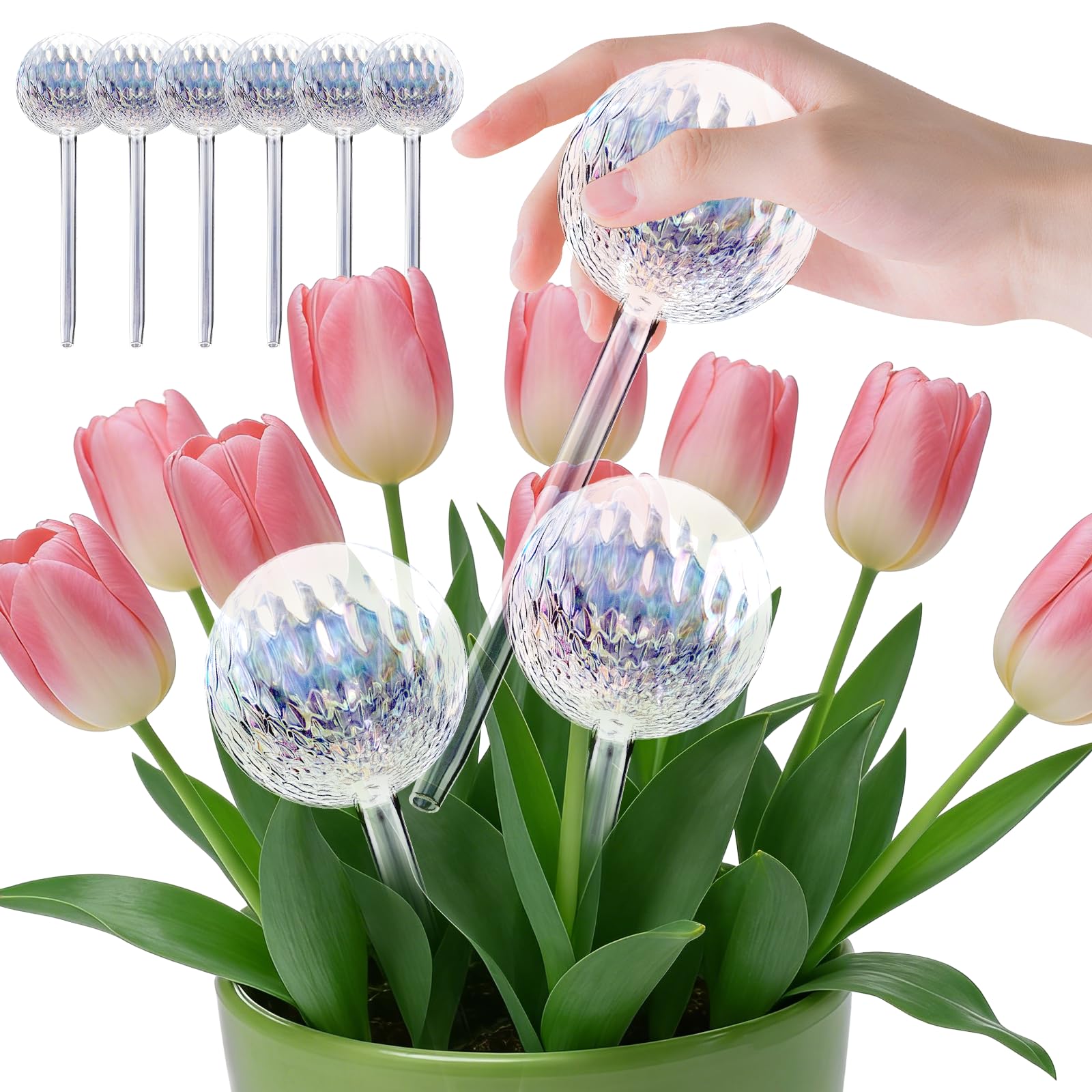 RoseFlower Bolas de riego Vaso，Plantas Naturales Interior y Exterior, Planta riego automático de Vacaciones macetas autorriego