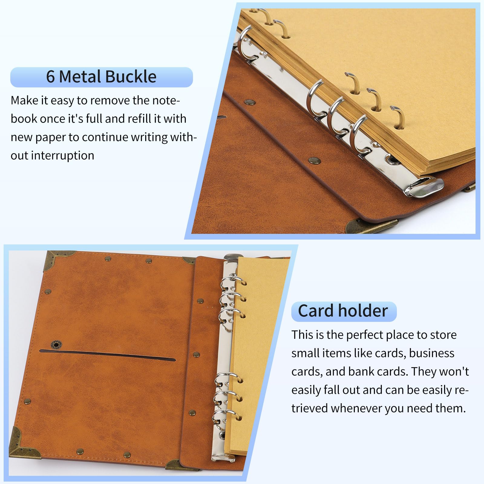 Carnet Voyage Cuir A5 Rechargeable - 200 Pages Kraft | Journal Vintage Avec Fermoir Métal