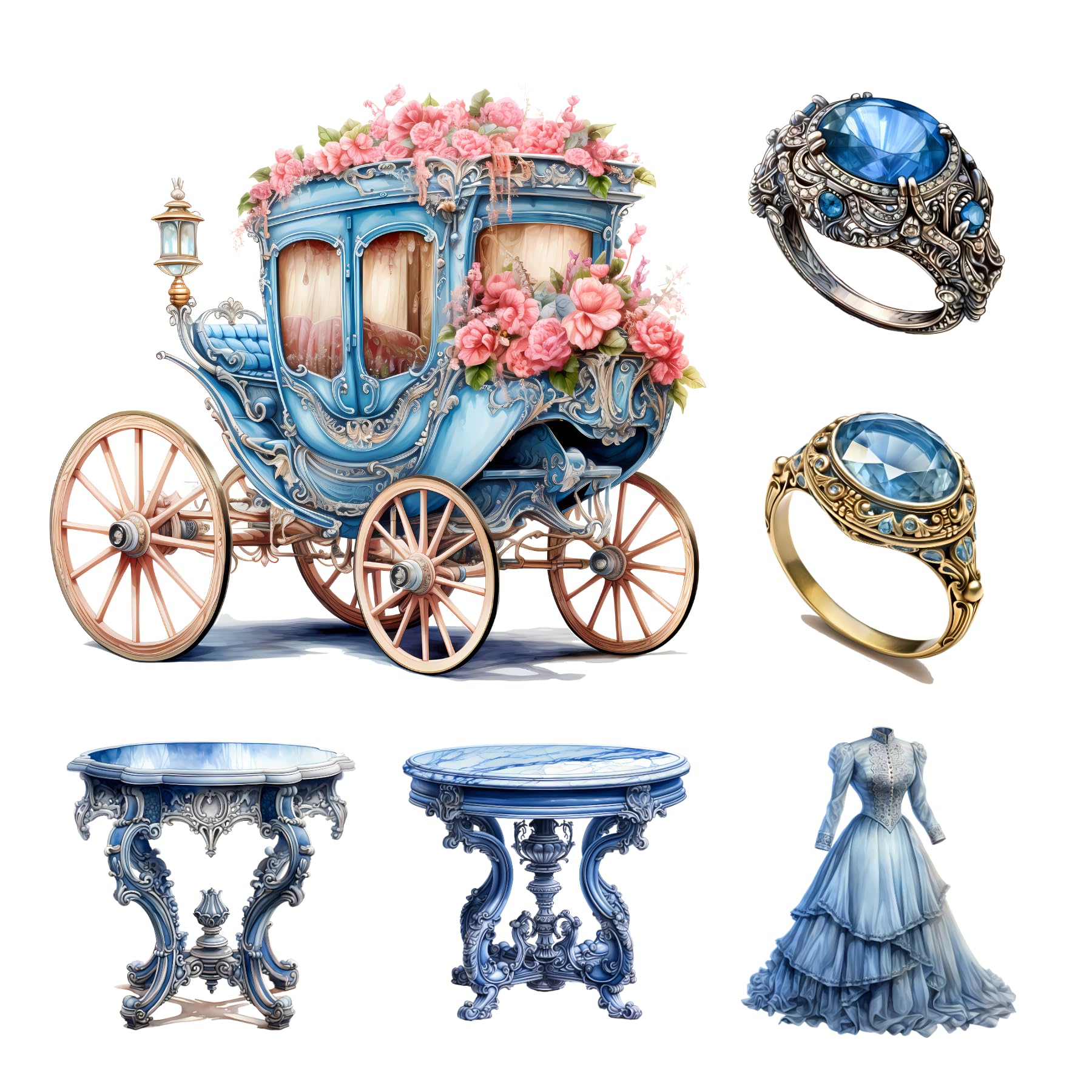 Amazon.com: XERE 78 Pcs Blue Victorian Era Scrapbook Stickers Set