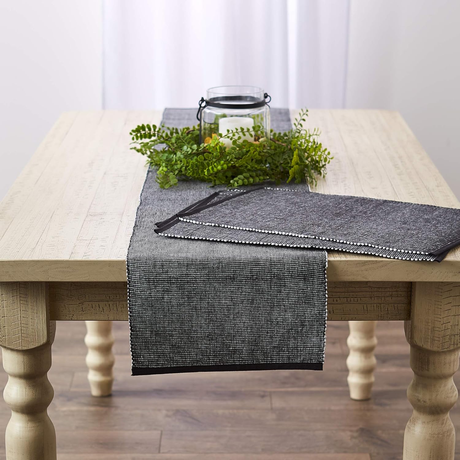 DII Two-Toned Collection Tabletop, Table Runner, 13x72, Black : Home & Kitchen