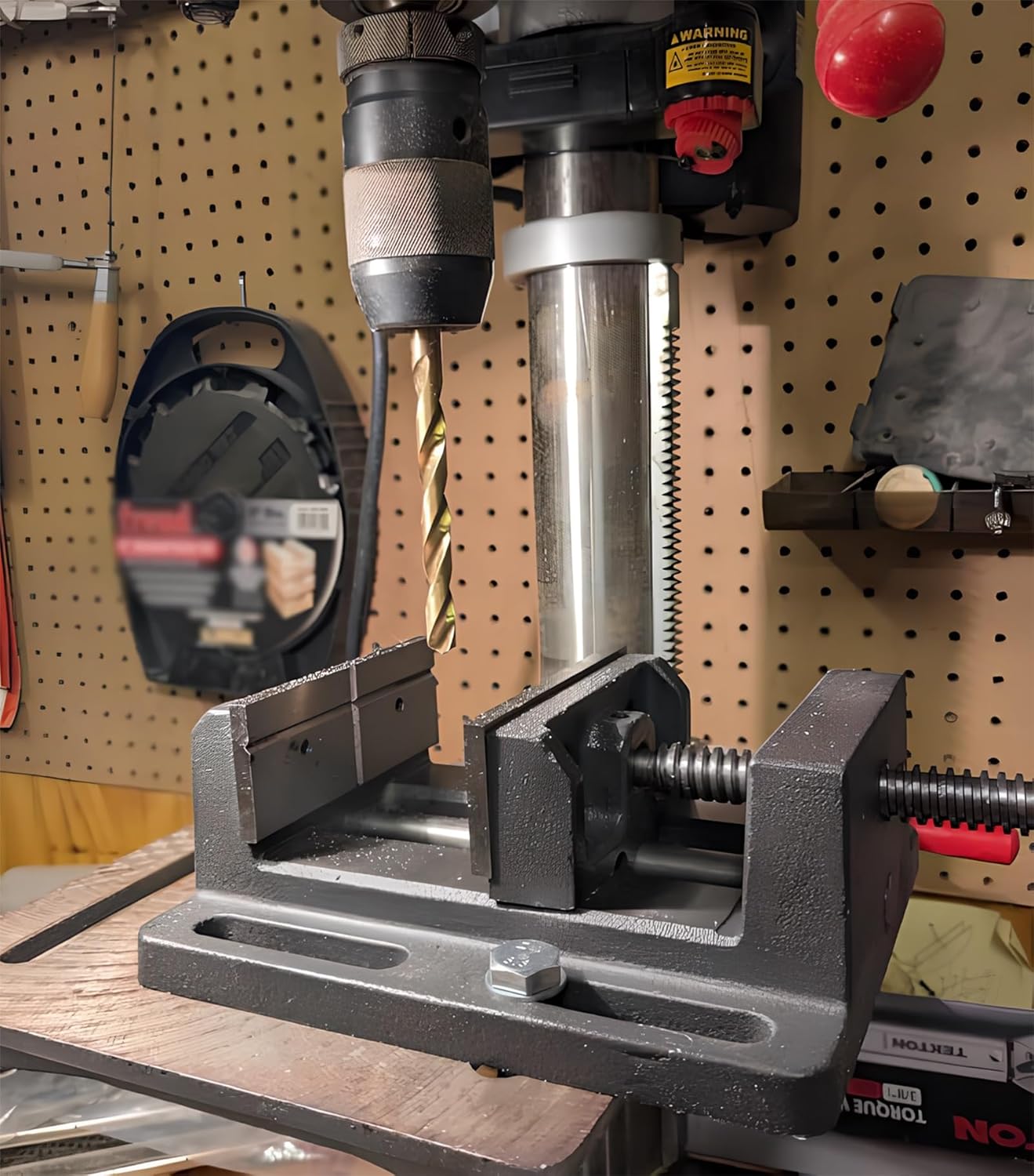 4 inch Drill Press Vise, Heavy Duty Solid Cast Iron Bench Vise, Bench Vice Drill Press Clamp with V-Groove Jaws for Precision Drilling Metalworking Woodworking