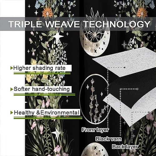 Miniatura 6 de Cortinas florales de luna, enredaderas de primavera bohemias, para jardín, estético, paisaje, sala de estar, dormitorio, tratamiento de ventana, 42