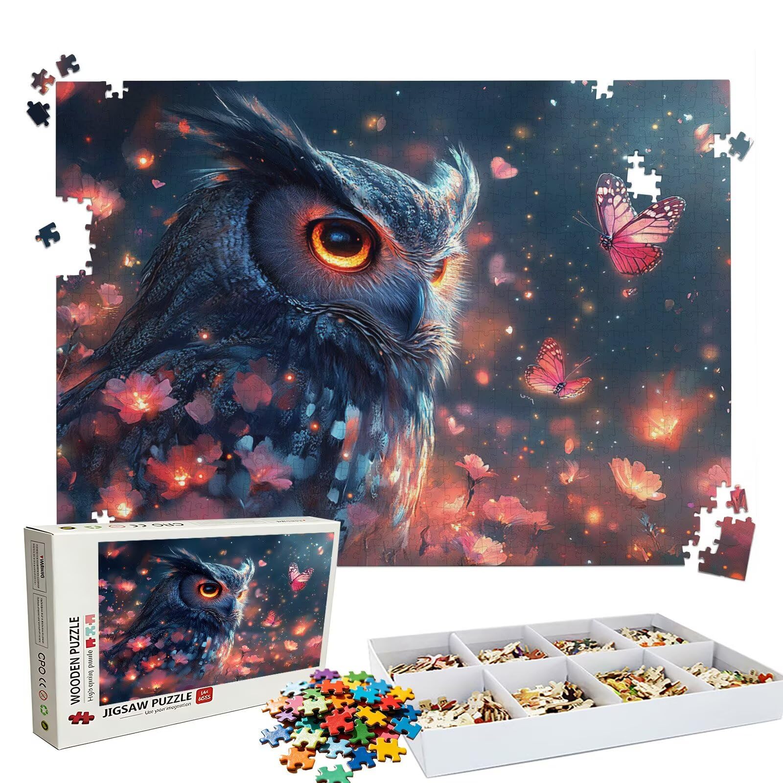 Puzzle 4000 Pezzi Farfalla gufo, Puzzle 4000 Pièces Challenge Impossible, Puzzles 141.5x87.5 cm Taglia Grande Adulti, Giochi Educativo per Famiglie, Regalo Puzzles Classici, Decorazioni Casa W3H-931