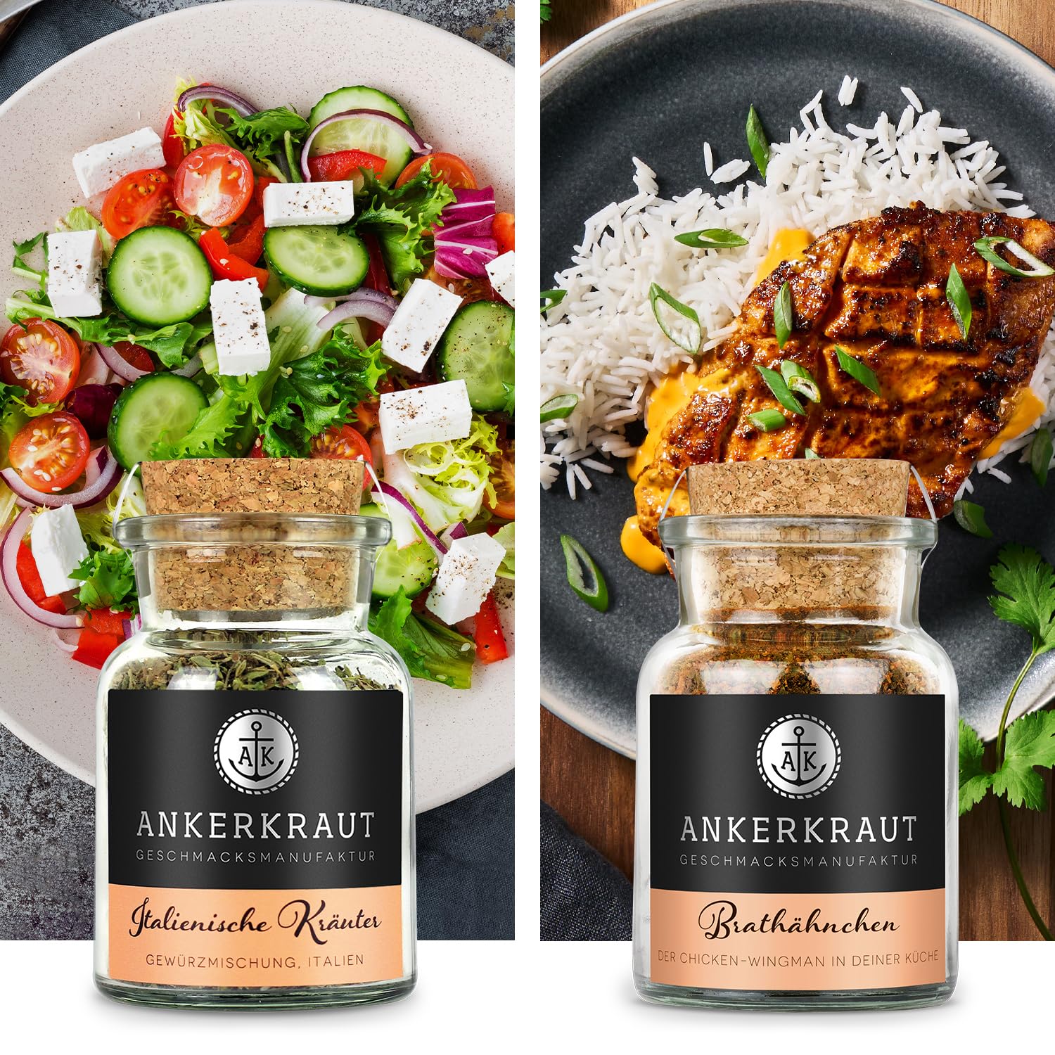 Ankerkraut "Jeder kann kochen" Gewürz-Set, 12er Set mit Klassikern, wie Bolognese, Frikadellen, Pommes, Hähnchen und Curry, 1015 g Gewürze
