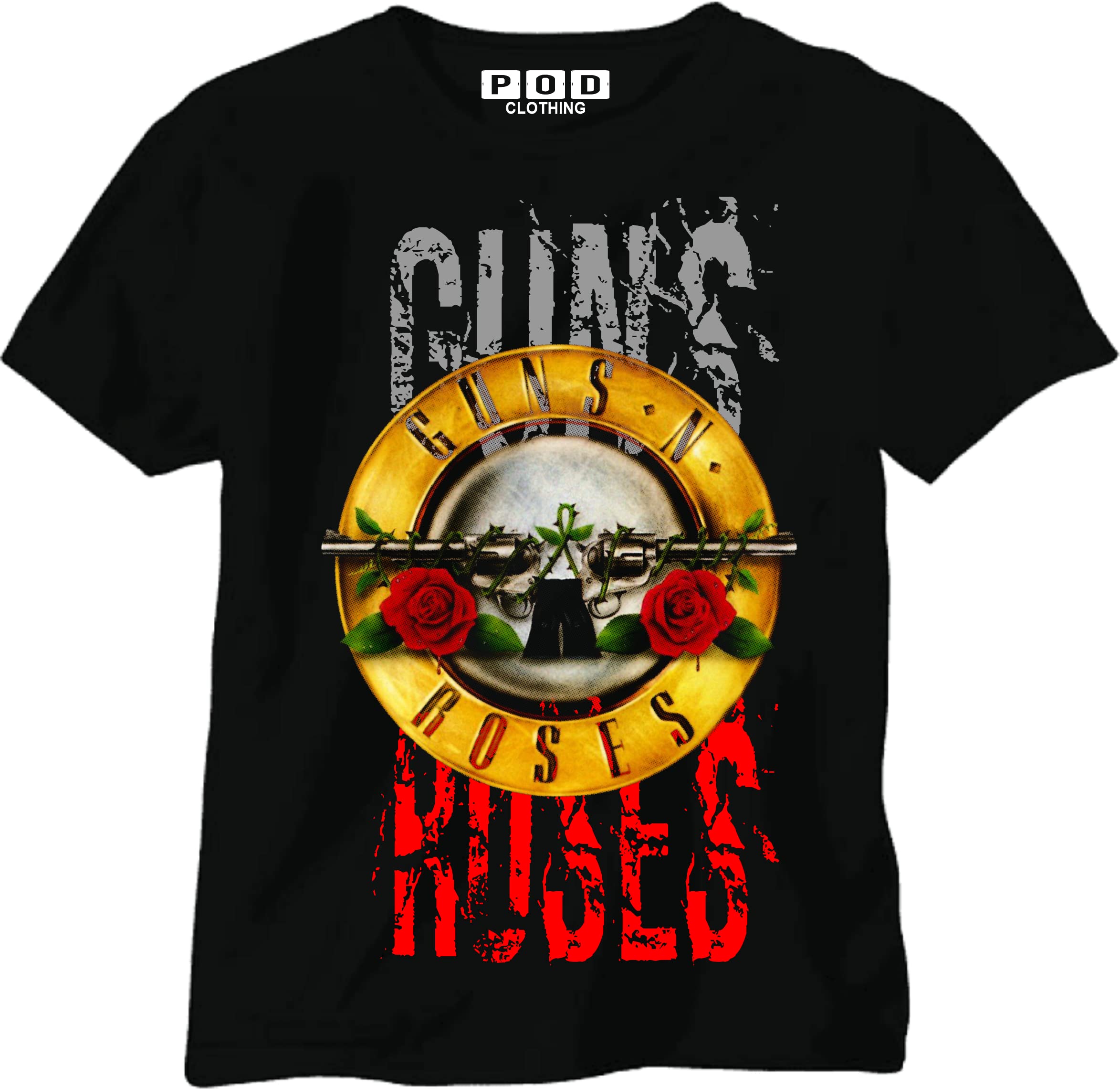POD ClothingMen's T shirt Guns and Roses hard rock style for Men classic for tees music rap classic tops (Small)