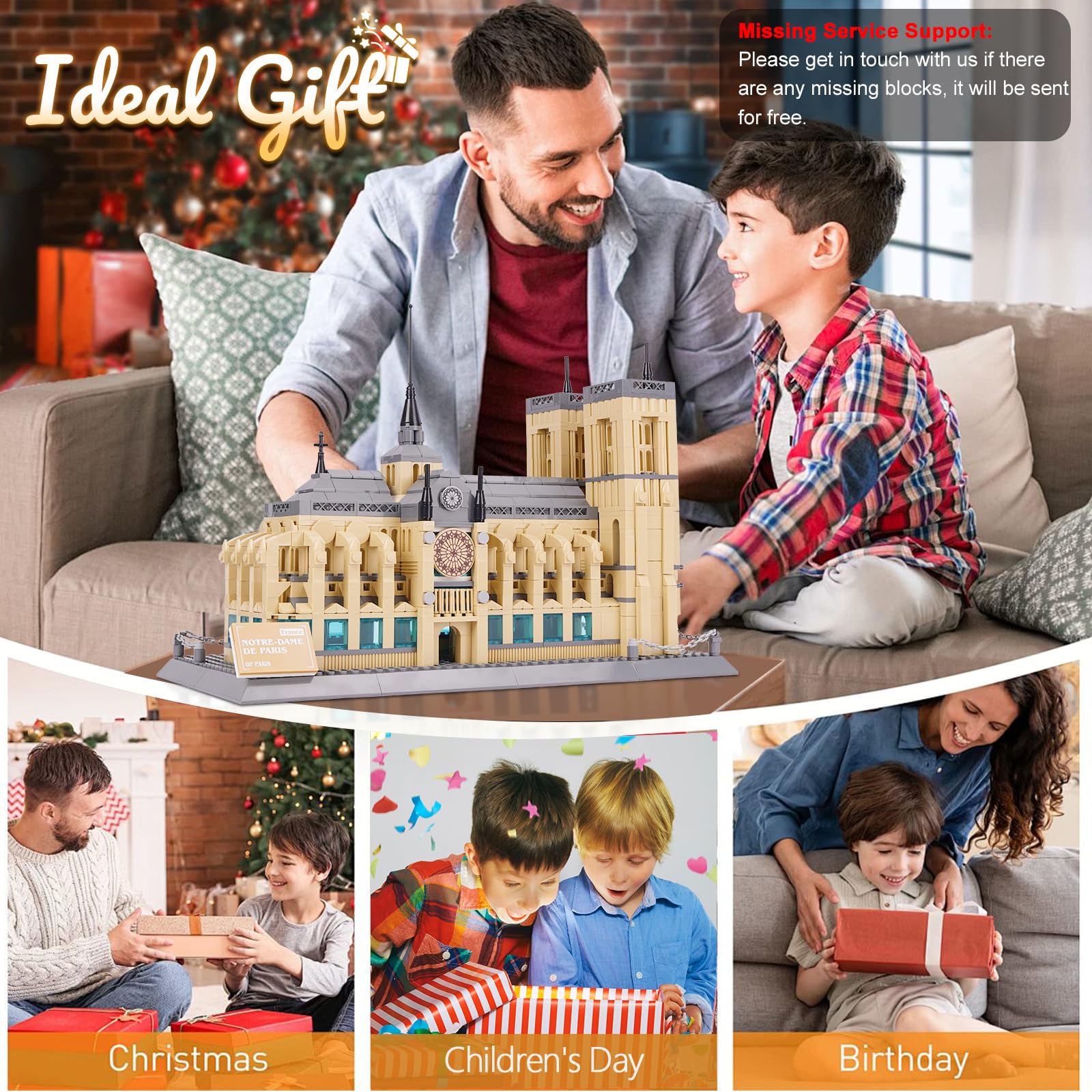 Juego Bloques construcción la Catedral Notre Dame, Kit Modelos arquitectónicos Historia mundialmente Famosa, Juego colección monumentos Famosos para Adultos niños Mayores 8 años 1382 Piezas