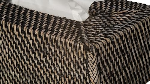 Miniatura 3 de KOUBOO Loma - Funda rectangular de ratán para caja de pañuelos, caja de pañuelos, caja decorativa, cocina, dormitorio, oficina (negro lavado)