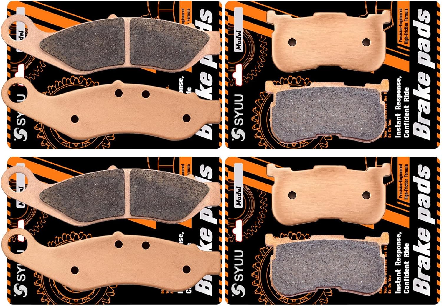 S SYUU Sintered Metal Motorcycle Front Rear Brake Pads - Heat Resistant - Compatible with Harley Davidson FLRT Freewheeler Trike FLHTCUTG Tri Glide Ultra Trike 2014 2015 2016 2017 2018 FA638F FA641R