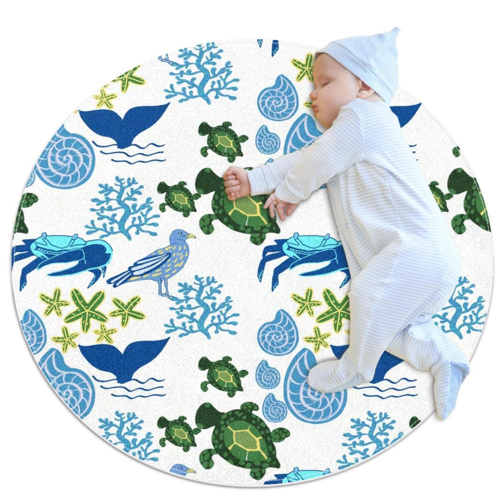 Tapis antidérapant rond 1m style marin, absorption et sécurité pour chambre et bain
