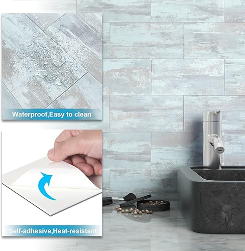 Miniatura 5 de BeNice Calcomanías mate para loseta en muro de baño, impermeables, para loseta en muro de cocina, azulejos individuales de 3.85 x 7.79 pulgadas