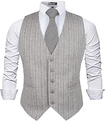 Alizeal Heren zakelijke jurk tweed pak vest regular fit smoking vest