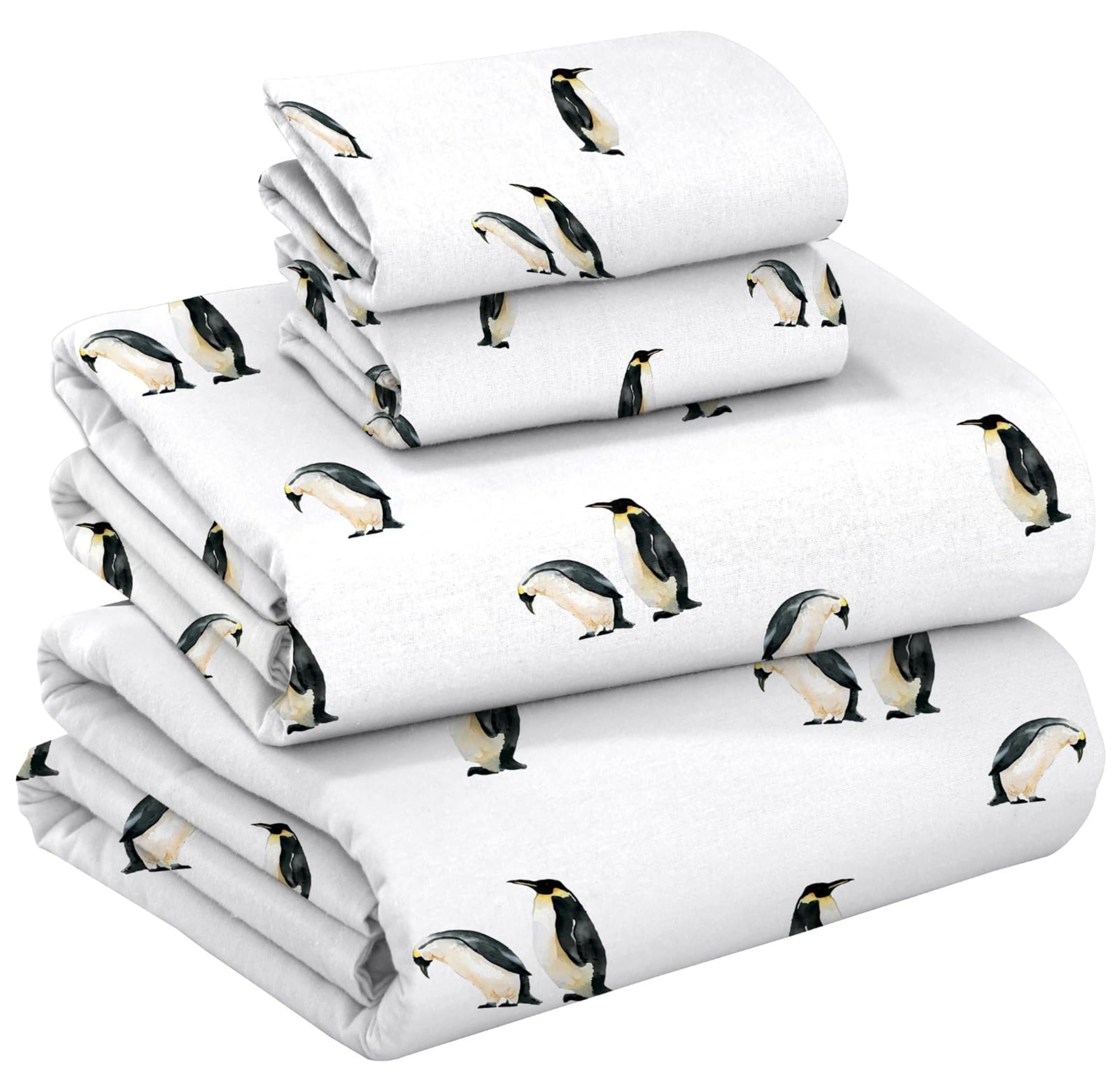 RUVANTI Flannel Sheets King Size - GOTS Certified 100% Organic Cotton, 4 Piece Warm, Soft & Breathable Set, Deep Pocket Snug Fit, Double Brushed Cozy All Season Bedding, Polar Parade