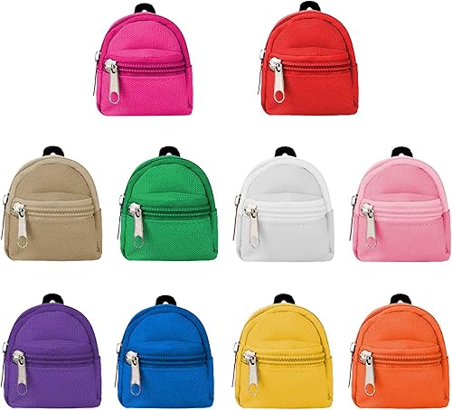 SOTOGO 10 piezas de mochilas para muñecas, mini muñecas con cremallera, accesorios para casa de muñecas, accesorios para muñecas para suministros