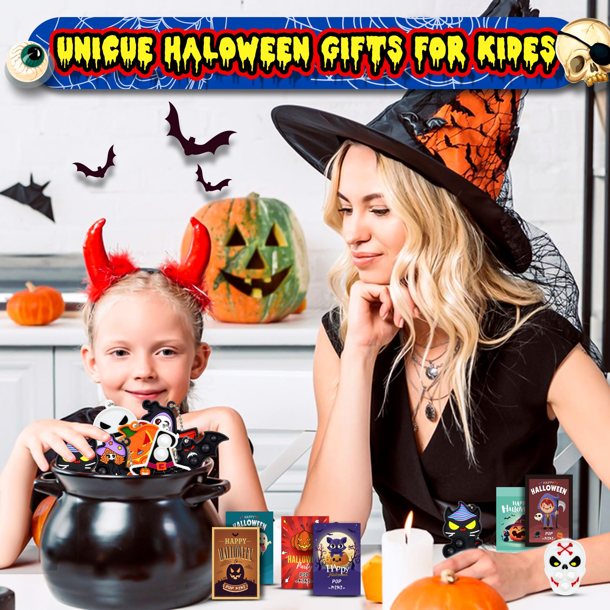 Pack De 48 Porte-clés Mignons Pour Halloween - Idéal Pour Les Cadeaux Et La Décoration
