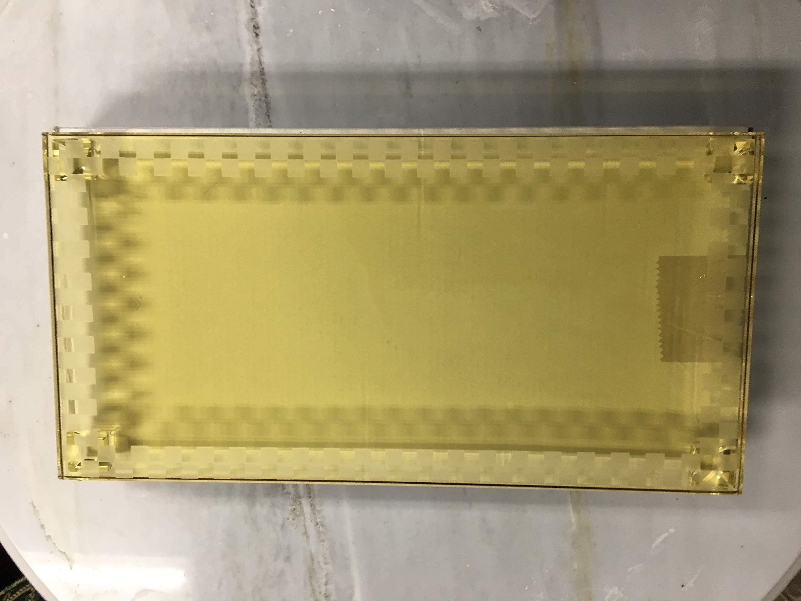 Oleg Cassini Crystal Cake Plate Yellow Rectangular