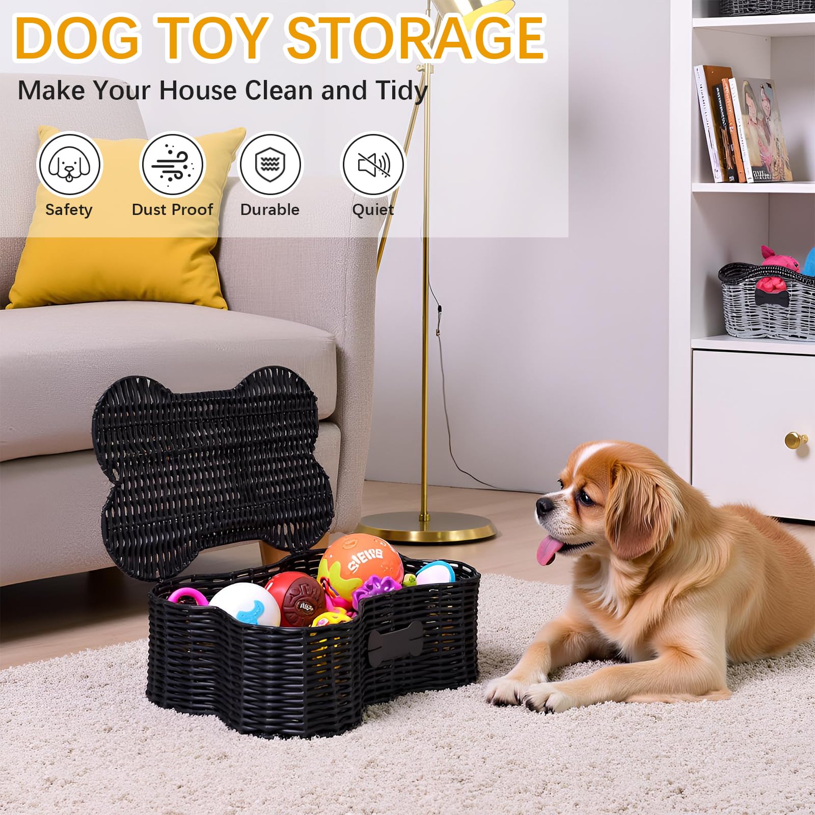 Amazon.com: Morezi Dog toy basket bin box with lid bone shape