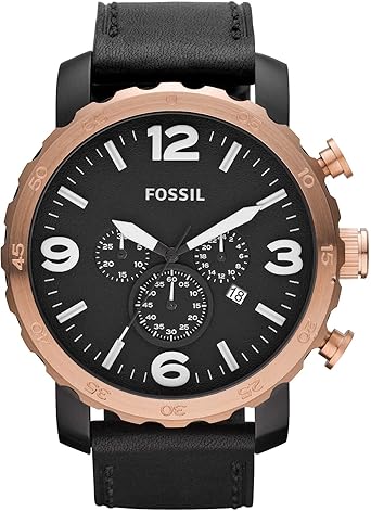 Fossil Herren-Armbanduhr XL Nate Chronograph Leder JR1369 : Amazon.de: Uhren