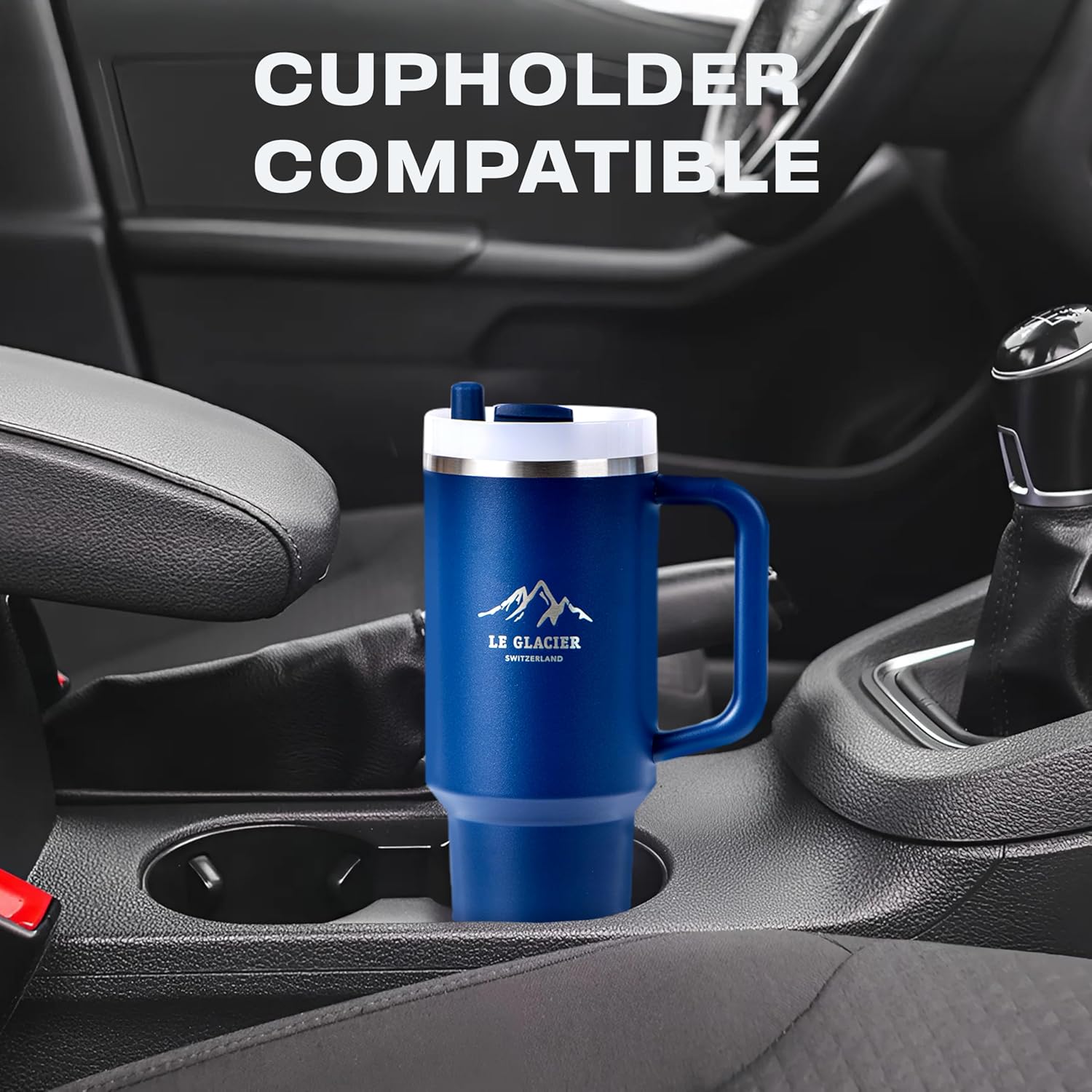 Lambert 40 oz Insulated Tumbler with Handle & Straw Lid – Stainless Steel Double-Wall Travel Mug for Hot & Cold Drinks, Large Reusable Cup for Office, Gym & Outdoor (Dark Blue) - Image 7